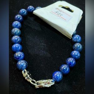 Lapis with dragon stainless steel clasp